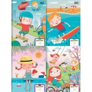 CADERNO QUADRICULADO 1/4 CAPA DURA BROCHURA 40F 10MMX10MM  70G KIDS TILIBRA  -UN